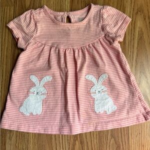 Pink Striped Kids Shirt with Bunny Design